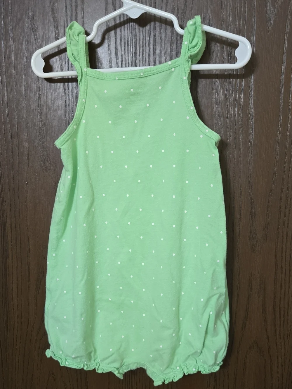 Carter's Light Green Polka Dot Tank Romper with Pineapple Patch